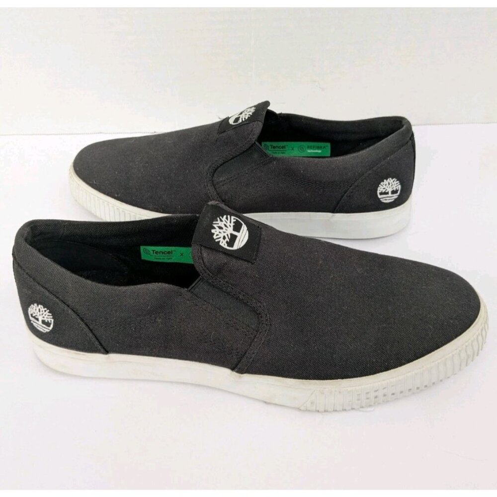 Timberland Mylo Bay Low Slip‑On Sneaker Men’s 11 Black Canvas Shoes A662W EK7